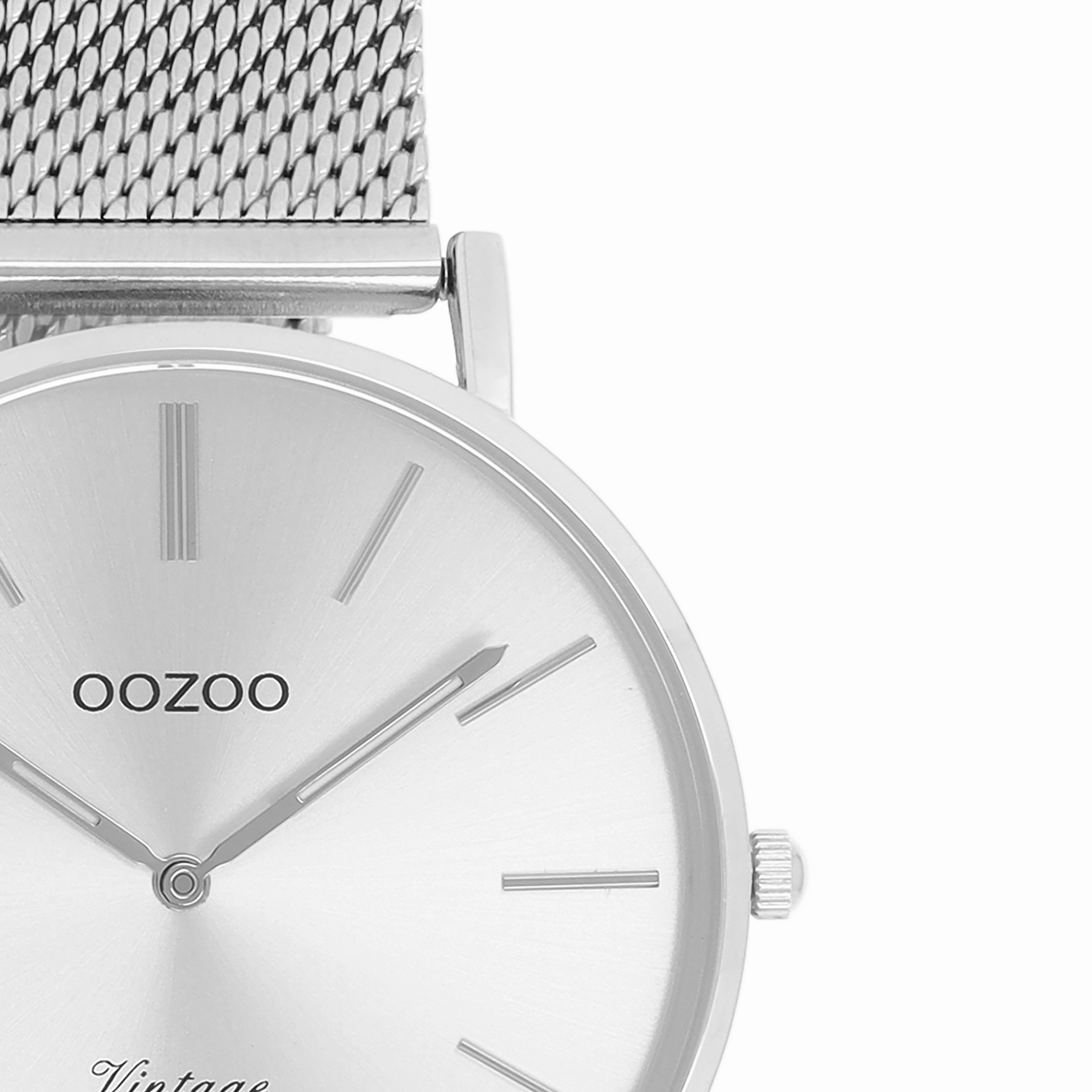 Silver coloured OOZOO watch with metal mesh bracelet - C9906