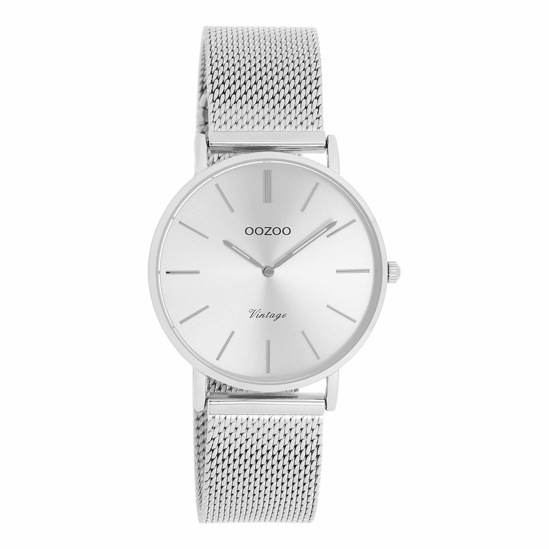 Silver coloured OOZOO watch with metal mesh bracelet - C9907,seiko watches,couple watches,watches designer,watches discount,women watches,best women watches,high end women's watches,high quality women's watches