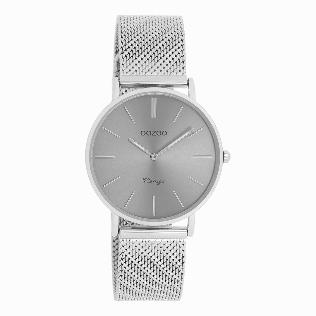 Silver coloured OOZOO watch with metal mesh bracelet - C9939,seiko watches,couple watches,watches designer,watches discount,women watches,best women watches,high end women's watches,high quality women's watches