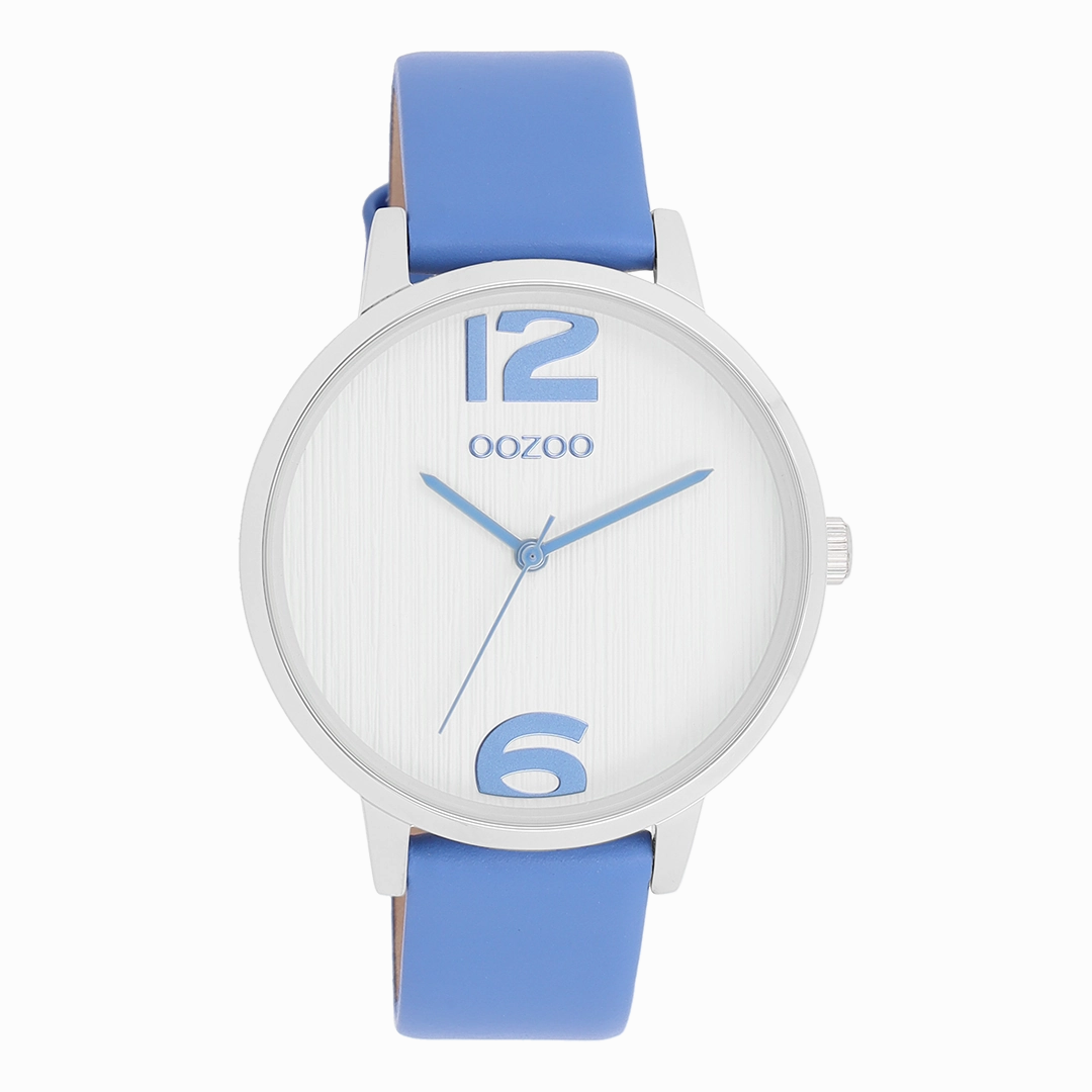 Silver coloured OOZOO watch with mineral blue leather strap - C11235,seiko watches,couple watches,watches designer,watches discount,women watches,best women watches,high end women's watches,high quality women's watches