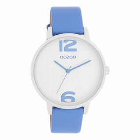 Silver coloured OOZOO watch with mineral blue leather strap - C11235,seiko watches,couple watches,watches designer,watches discount,women watches,best women watches,high end women's watches,high quality women's watches