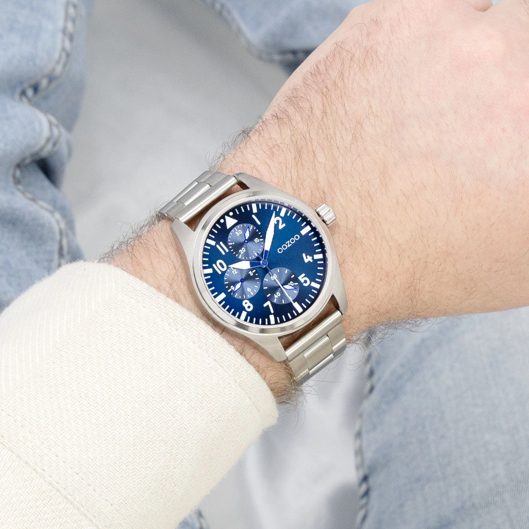Silver coloured OOZOO watch with stainless steel bracelet - C11505