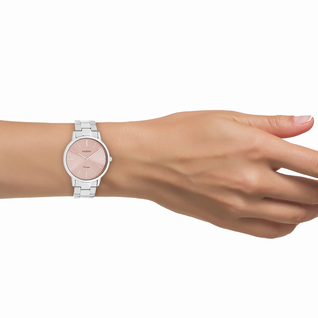 Silver coloured OOZOO watch with stainless steel bracelet - C20028
