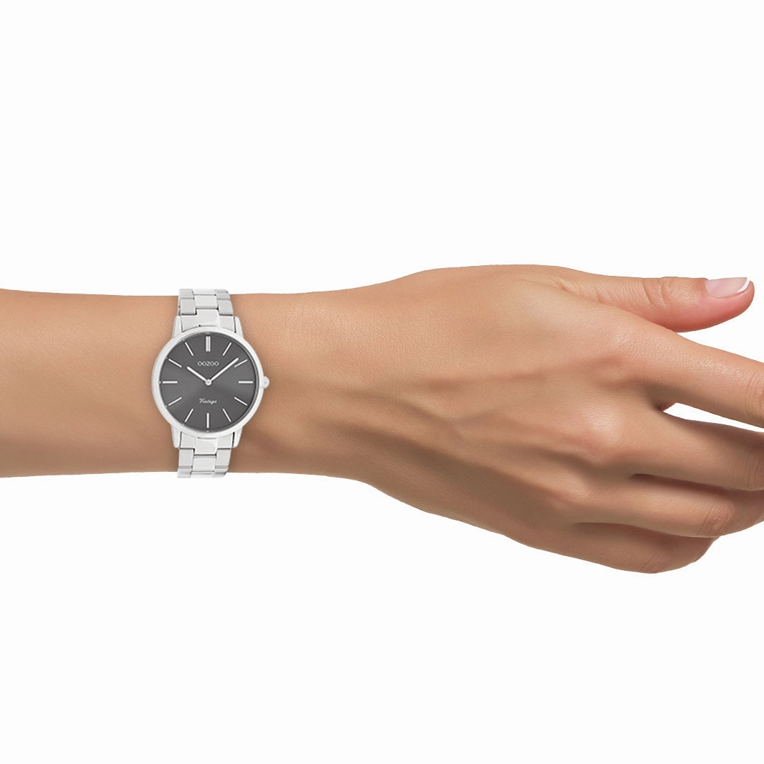 Silver coloured OOZOO watch with stainless steel bracelet - C20030