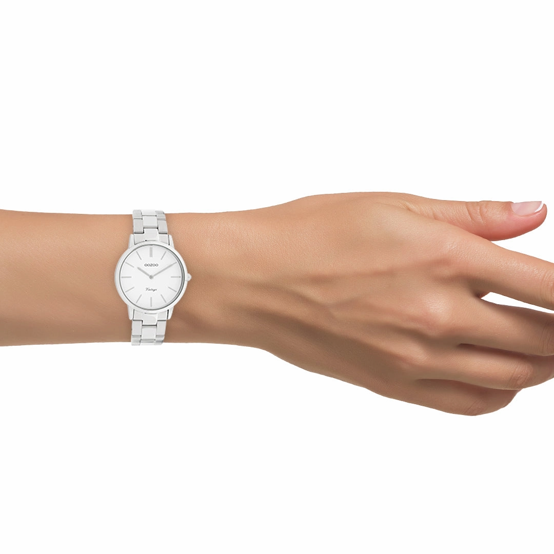 Silver coloured OOZOO watch with stainless steel bracelet - C20038