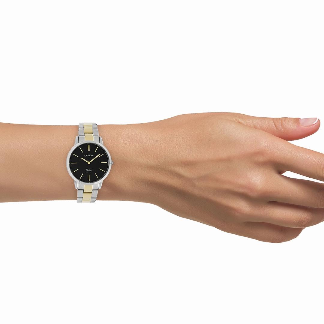 Silver/gold coloured OOZOO watch with stainless steel bracelet - C20107