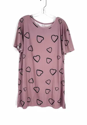 Size L Mauve/Black Hearts Tops Tunic