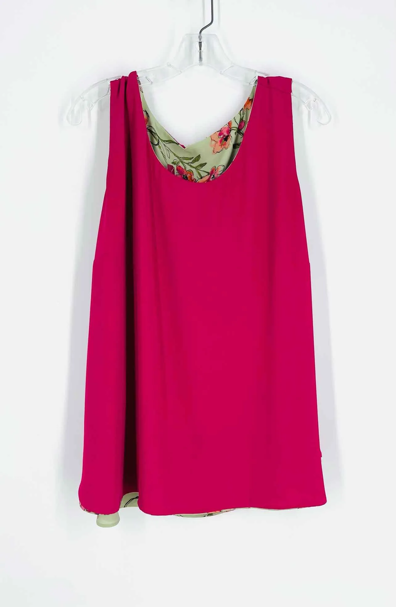 Size XL ? Sage/Pink Floral Reversible Tops Top-Sleeveless