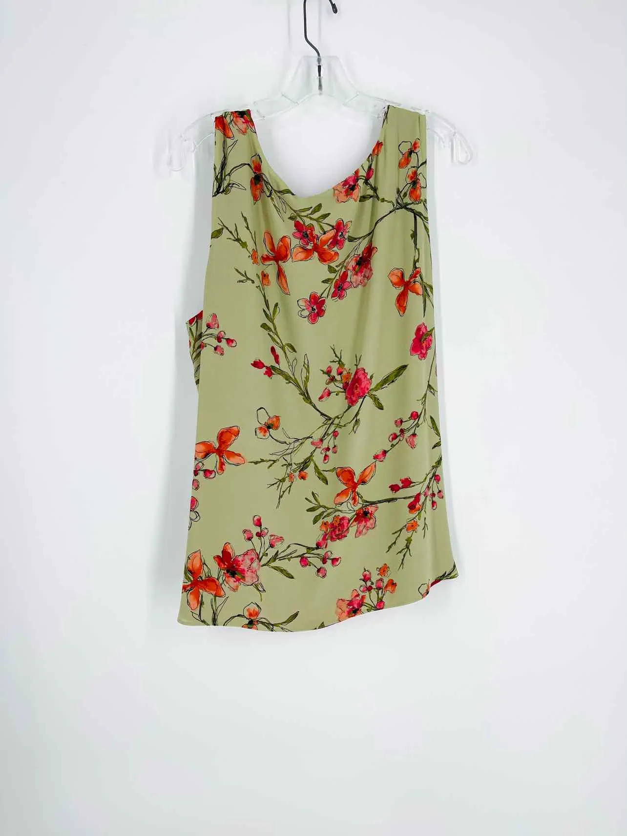 Size XL ? Sage/Pink Floral Reversible Tops Top-Sleeveless