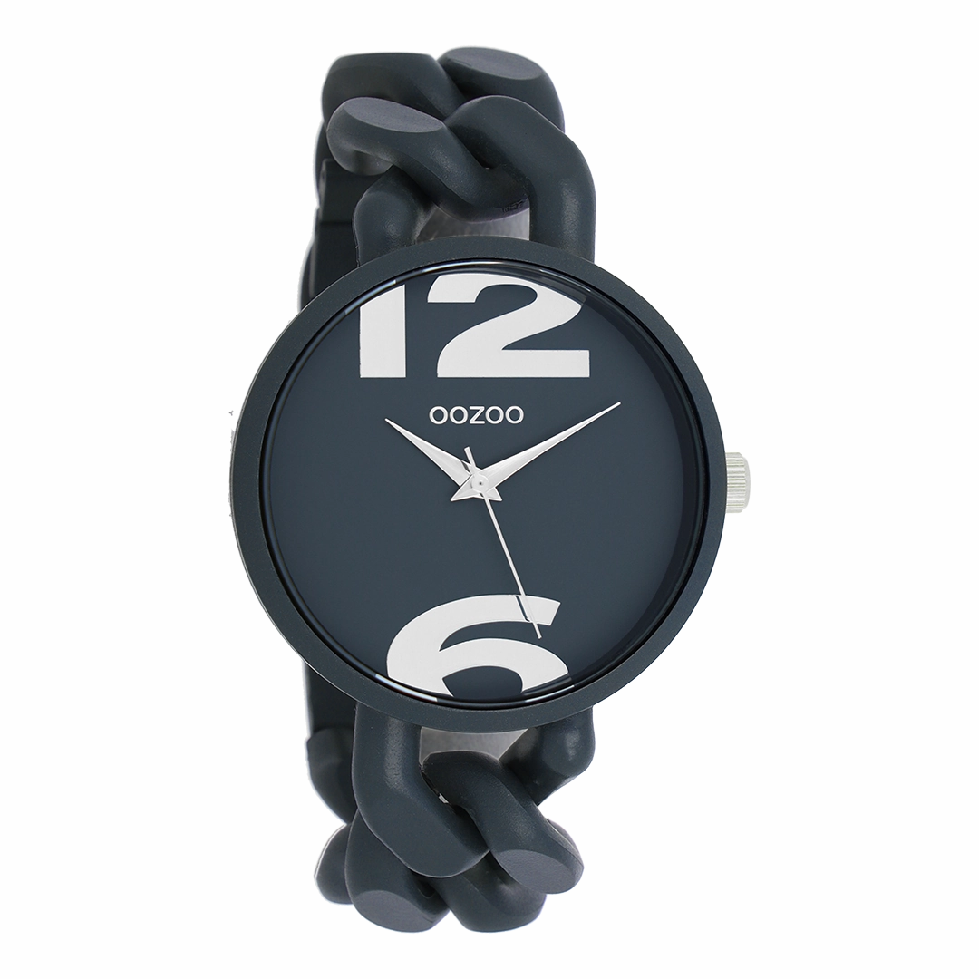 Smoke grey OOZOO watch with chunky chain bracelet - C11268,seiko watches,couple watches,watches designer,watches discount,women watches,best women watches,high end women's watches,high quality women's watches