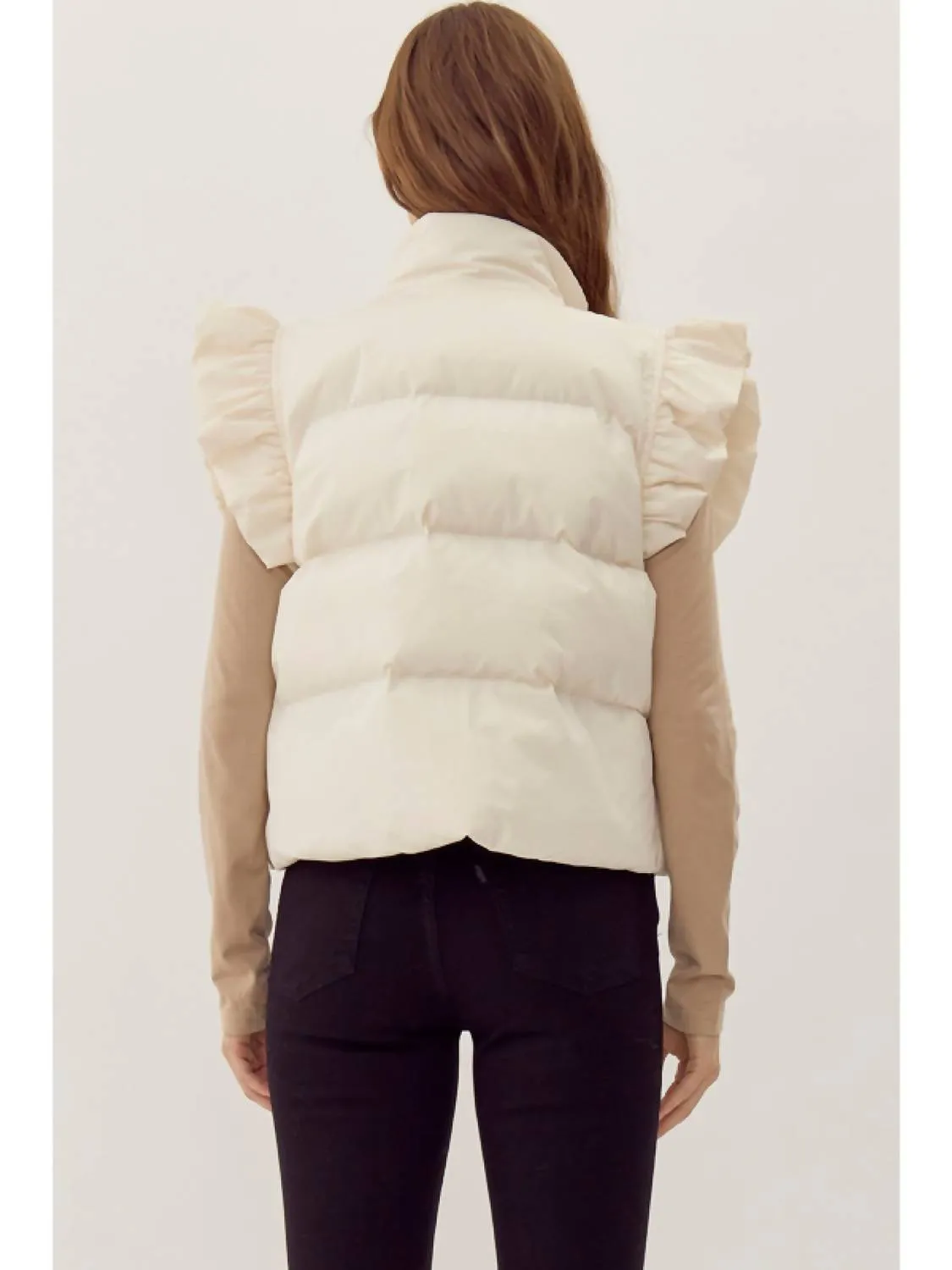 Sprea Neck Puffer Vest In Ivory