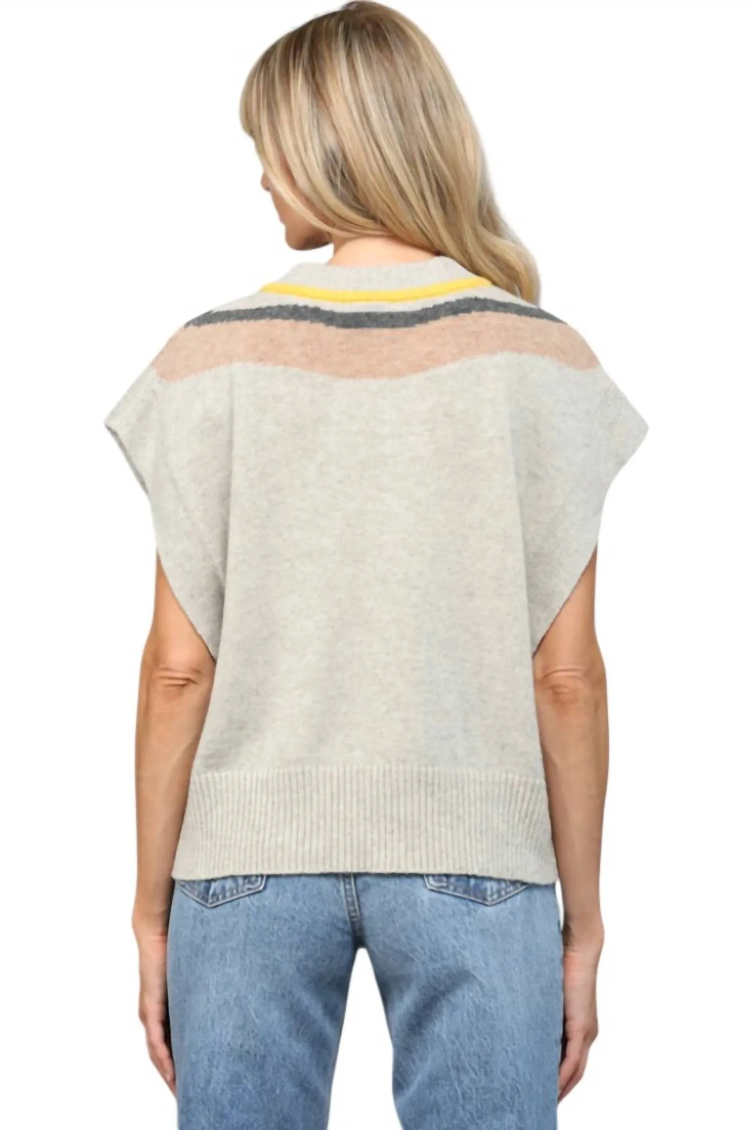 Stripe Knitted Vest In Heather Grey