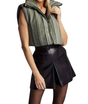 Stripe Puffer Vest In Cedar Stripe