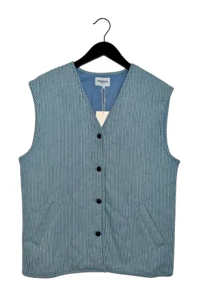 Striped Quilted Vest In Blue