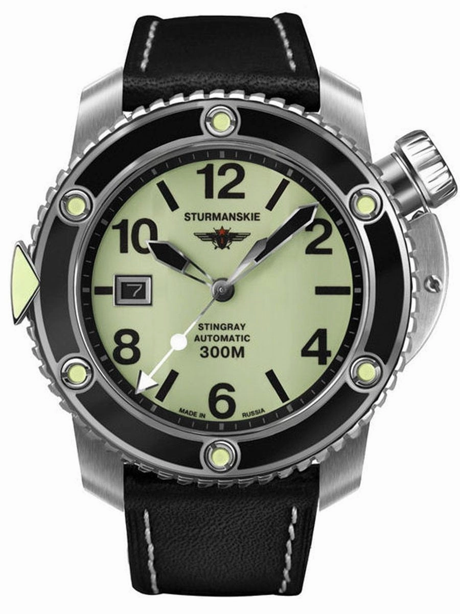 Sturmanskie OCEAN STINGRAY Pro Diver Green Black Watch NH35/1825897 Hypoallergenic Silicone Watch Discount Silicone Watches