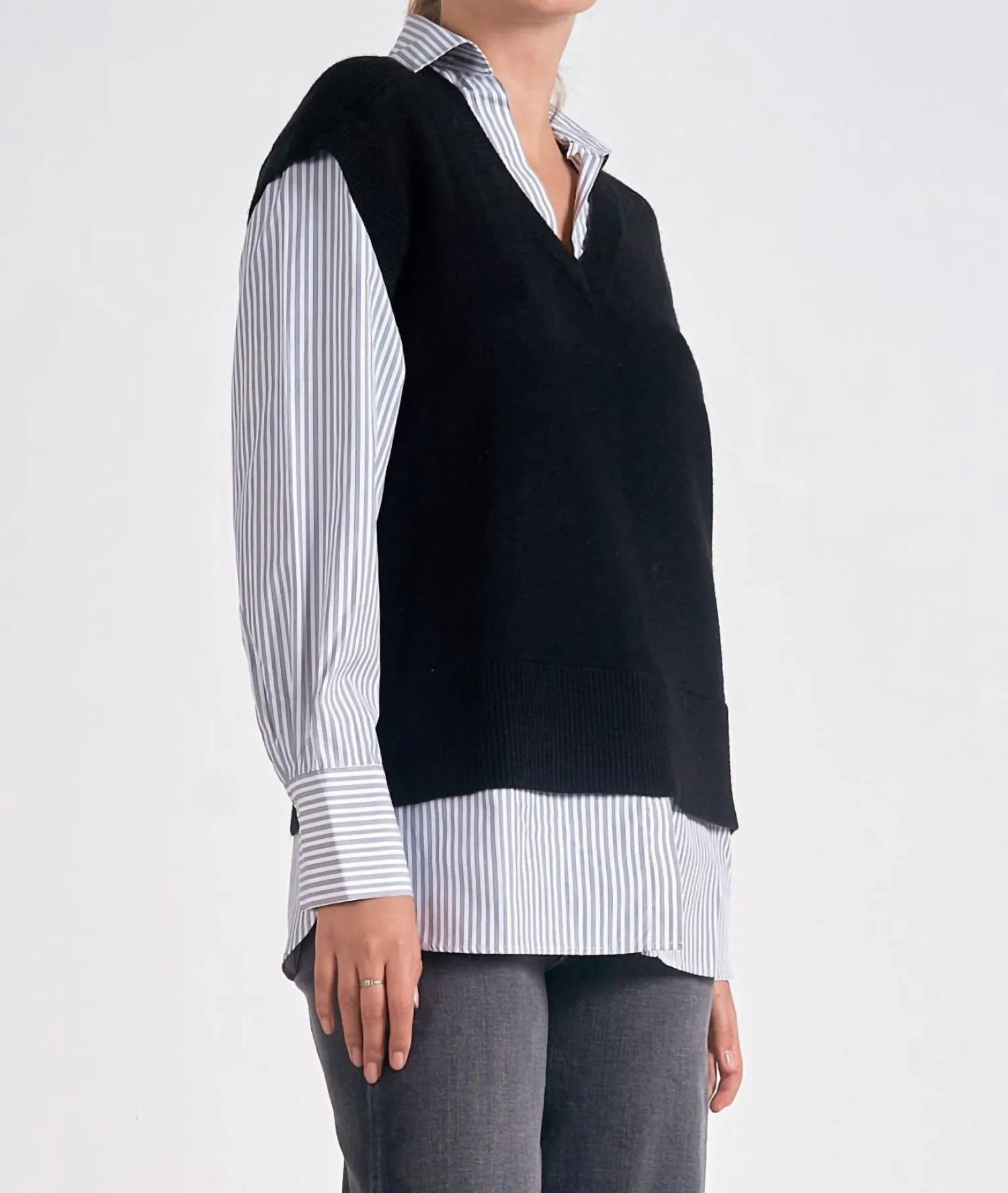 Sweater Vest/shirt In Black
