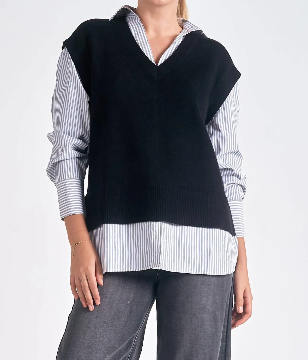 Sweater Vest/shirt In Black