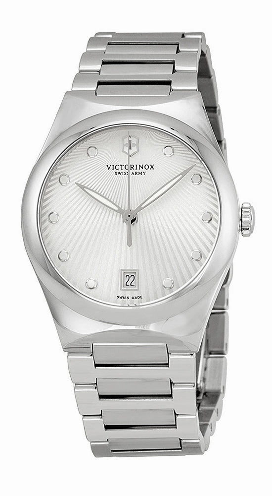 Swiss Army Victoria Stainless Steel Womens Watch Silver Dial Calendar 241630 Women??s luxury watches Affordable women watches