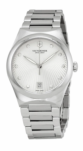 Swiss Army Victoria Stainless Steel Womens Watch Silver Dial Calendar 241630 Women??s luxury watches Affordable women watches