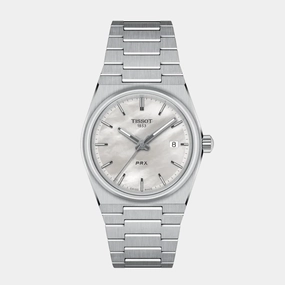 T-Classic PRX Unisex White Mother Of Pearl Dial Analog Stainless Steel Watch T1372101111100 budget    watches    watches classic