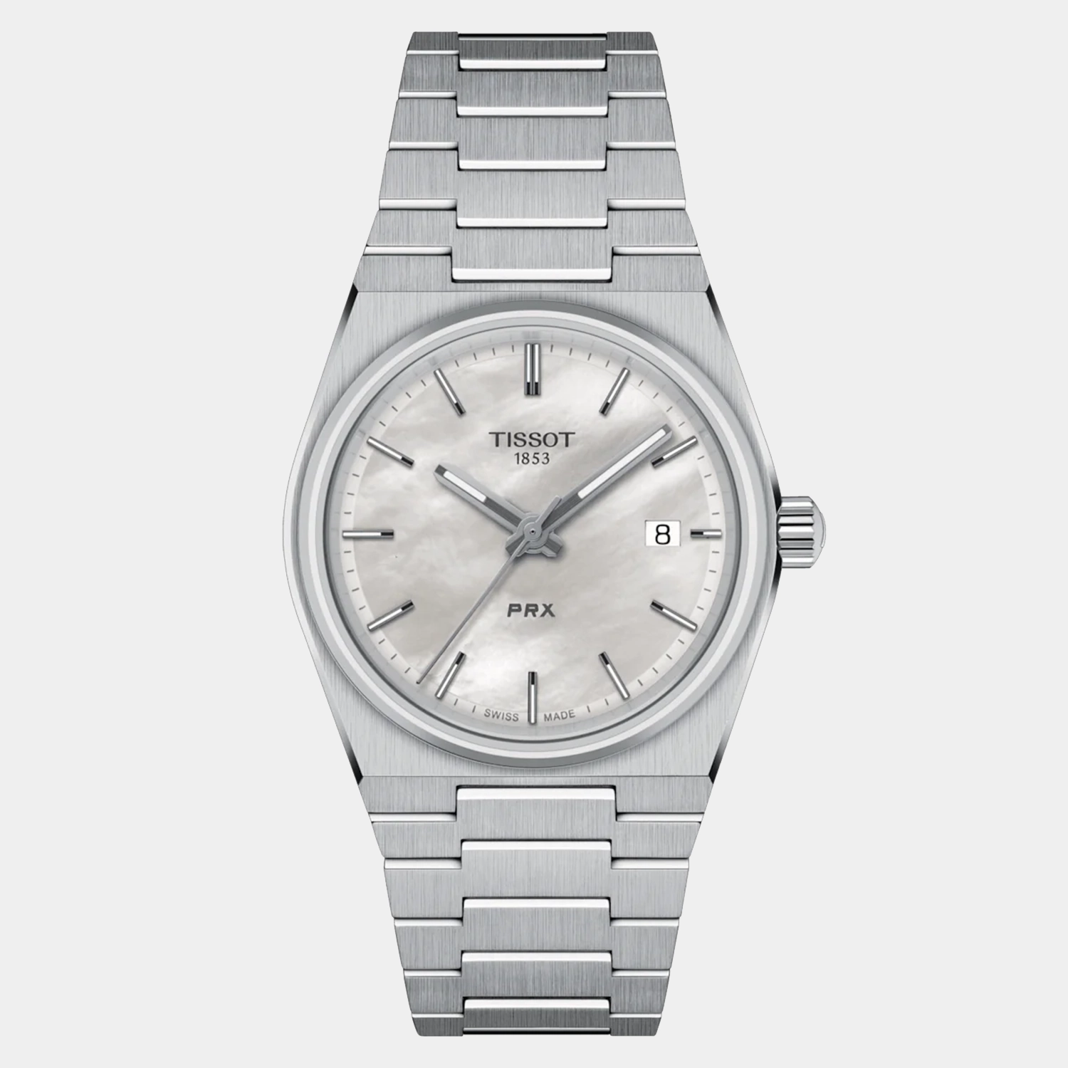 T-Classic PRX Unisex White Mother Of Pearl Dial Analog Stainless Steel Watch T1372101111100