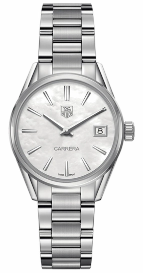 TAG Heuer Carrera Stainless Steel Mother-of-Pearl Dial Date Quartz Womens Watch WAR1311.BA0778 Women??s luxury watches Affordable women watches