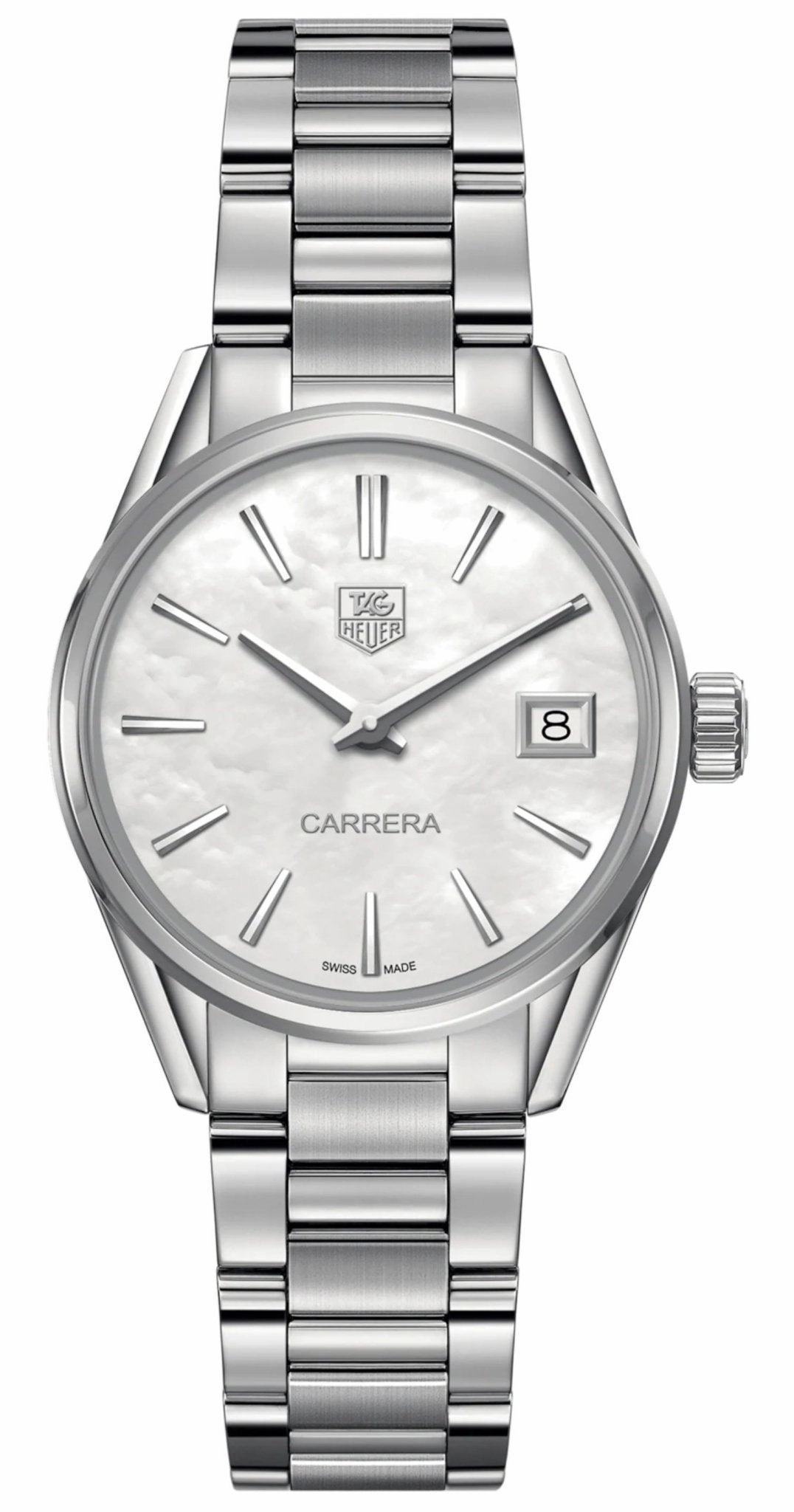 TAG Heuer Carrera Stainless Steel Mother-of-Pearl Dial Date Quartz Womens Watch WAR1311.BA0778 Women??s luxury watches Affordable women watches