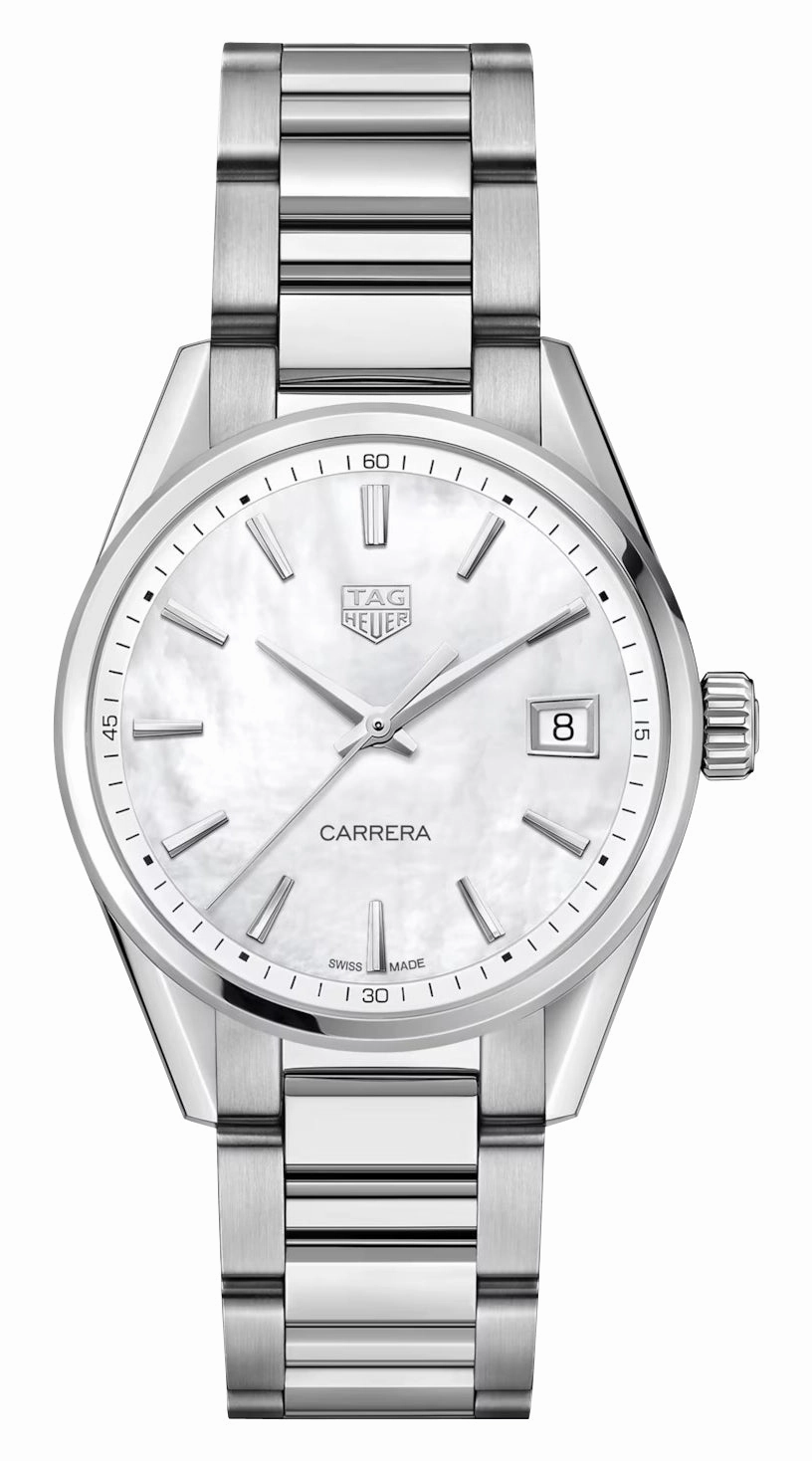 TAG Heuer Carrera Stainless Steel Mother-Of-Pearl Dial Date Quartz Womens Watch WBK1311.BA0652 Women??s luxury watches Affordable women watches