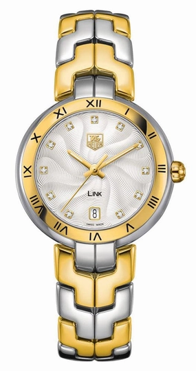 TAG Heuer Link Yellow Gold and Steel Silver-Tone Dial Diamonds Date Quartz Womens Watch WAT1352.BB0962 Women??s luxury watches Affordable women watches