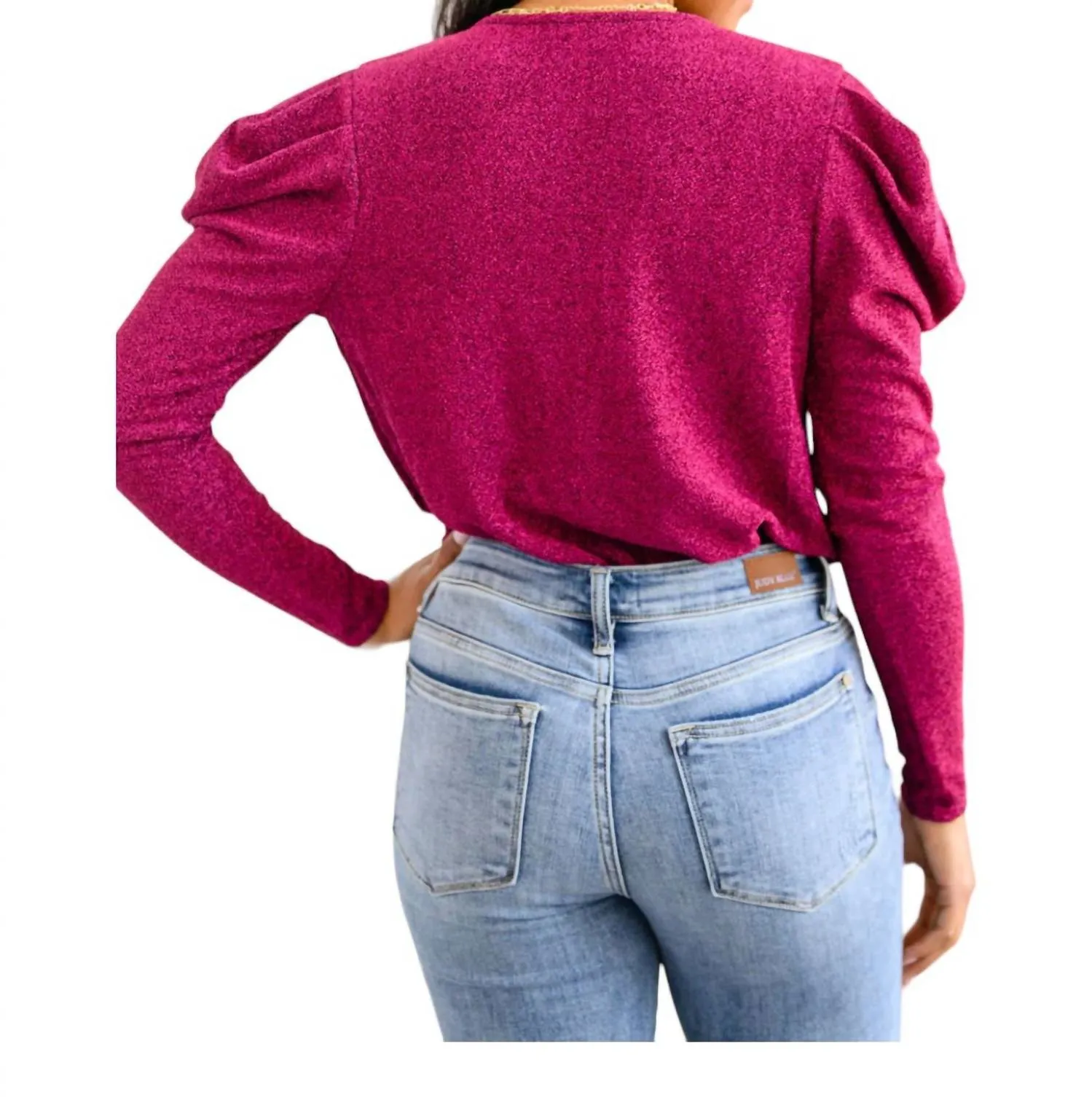 Take Me Out Faux Wrap Bodysuit In Magenta