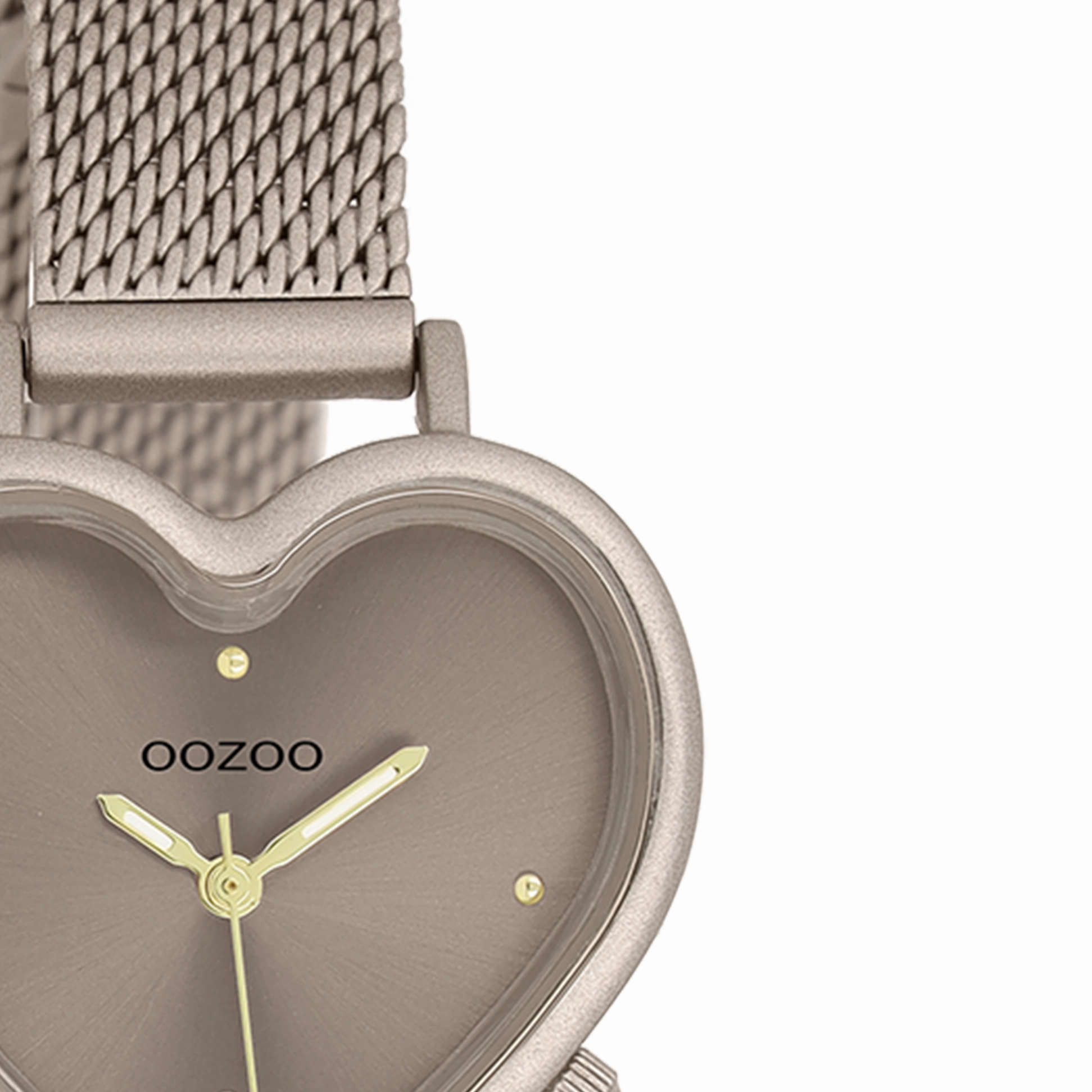 Taupe OOZOO watch with metal mesh bracelet - C11445