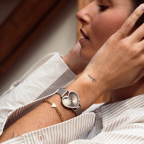 Taupe OOZOO watch with metal mesh bracelet - C11445,seiko watches,couple watches,watches designer,watches discount,women watches,best women watches,high end women's watches,high quality women's watches