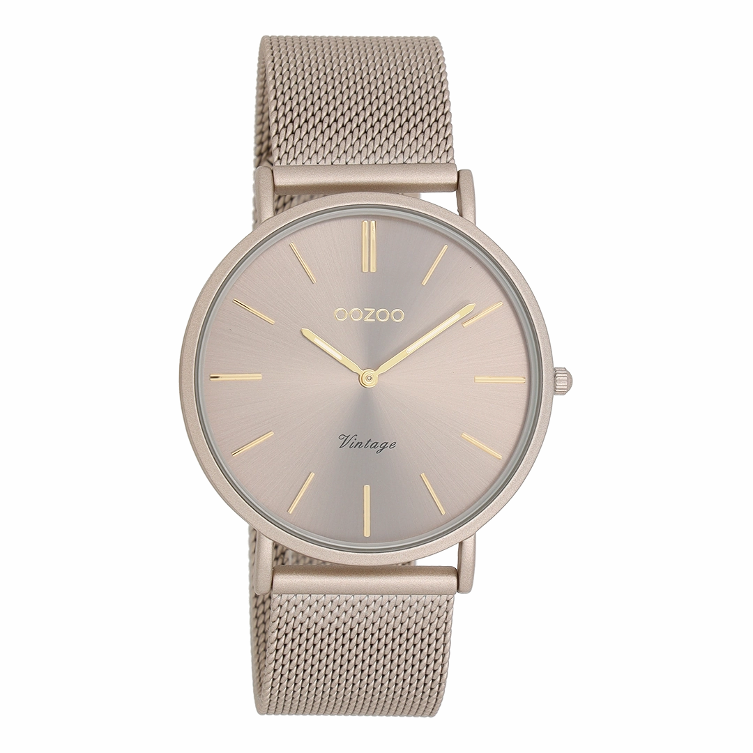Taupe OOZOO watch with metal mesh bracelet - C20336,seiko watches,mens watches,couple watches,watches designer,watches discount,best watches for men