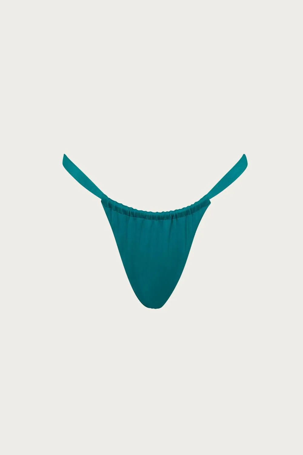 Teah Ruched Bikini Bottoms In Shiny Stevia