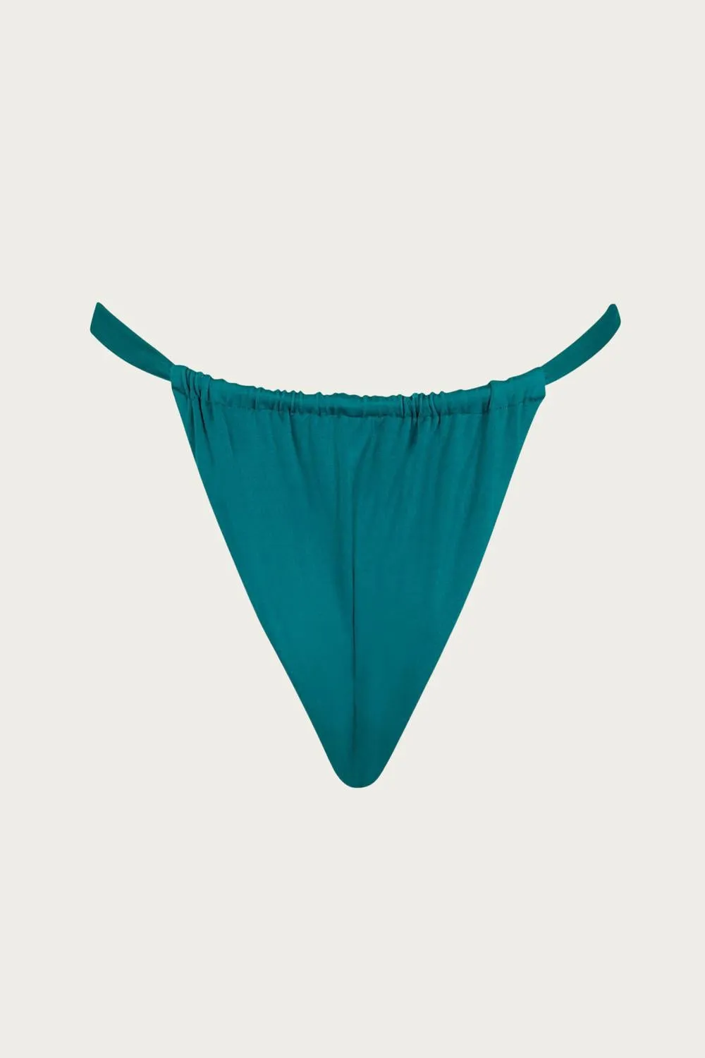 Teah Ruched Bikini Bottoms In Shiny Stevia