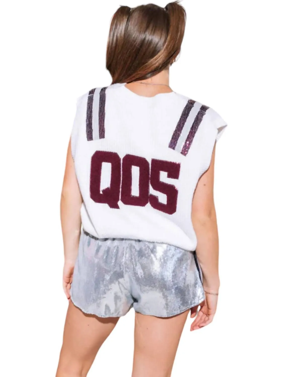 Team Sweater Vest In Maroon & White