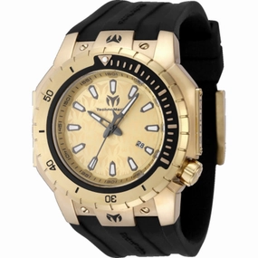 Technomarine Men's Watch - Manta Sea Gold Dial Black Silicone Strap Date | TM-224010 men's watches best men's watches under $500 affordable men's watches men watches classic