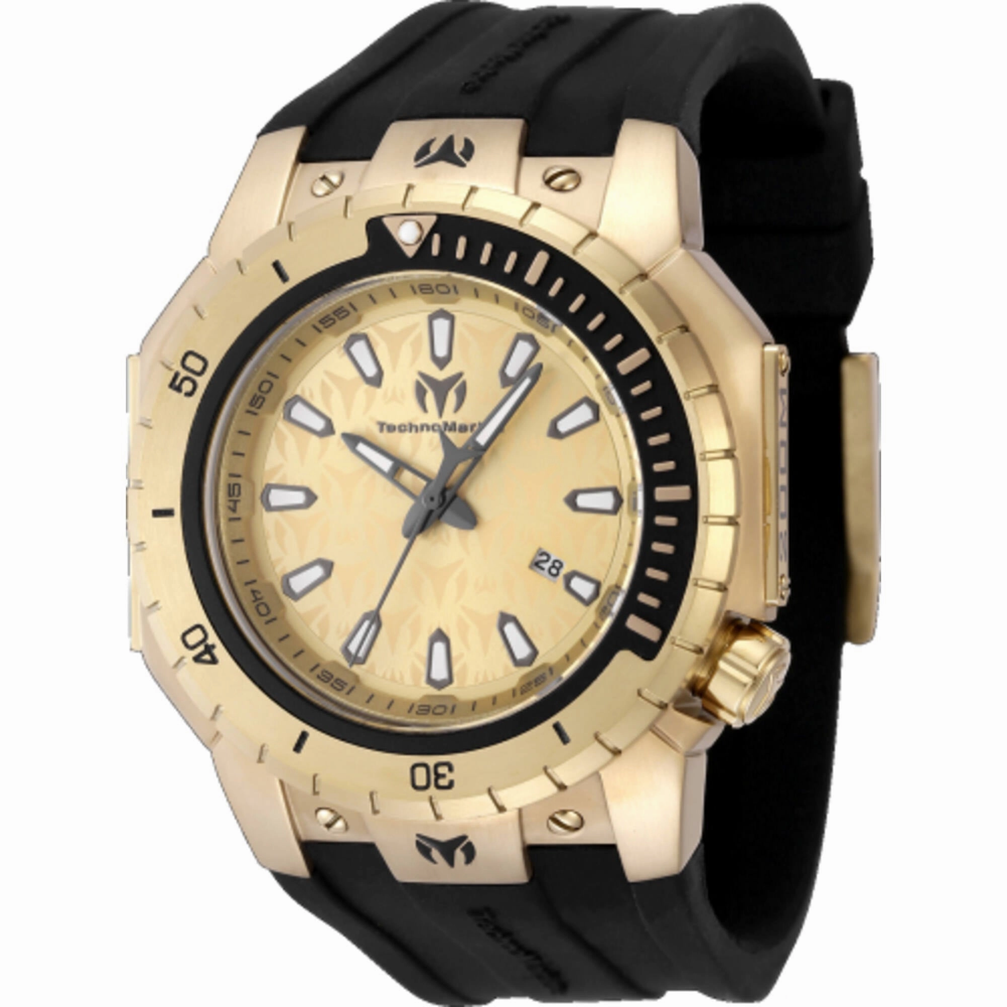 Technomarine Men's Watch - Manta Sea Gold Dial Black Silicone Strap Date | TM-224010 men's watches best men's watches under $500 affordable men's watches men watches classic