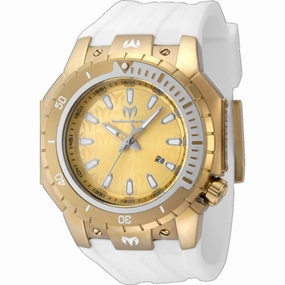 Technomarine Men's Watch - Manta Sea Gold Dial White Silicone Strap Date | TM-224009 Luxury Quartz Watch Quartz Watch Sale