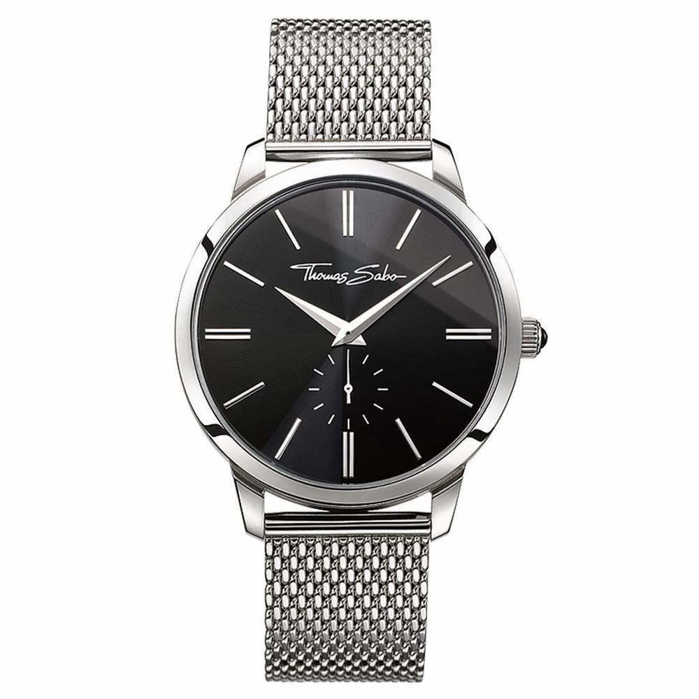 Thomas Sabo Classic Stainless Steel Mesh Black Dial Mens Watch 