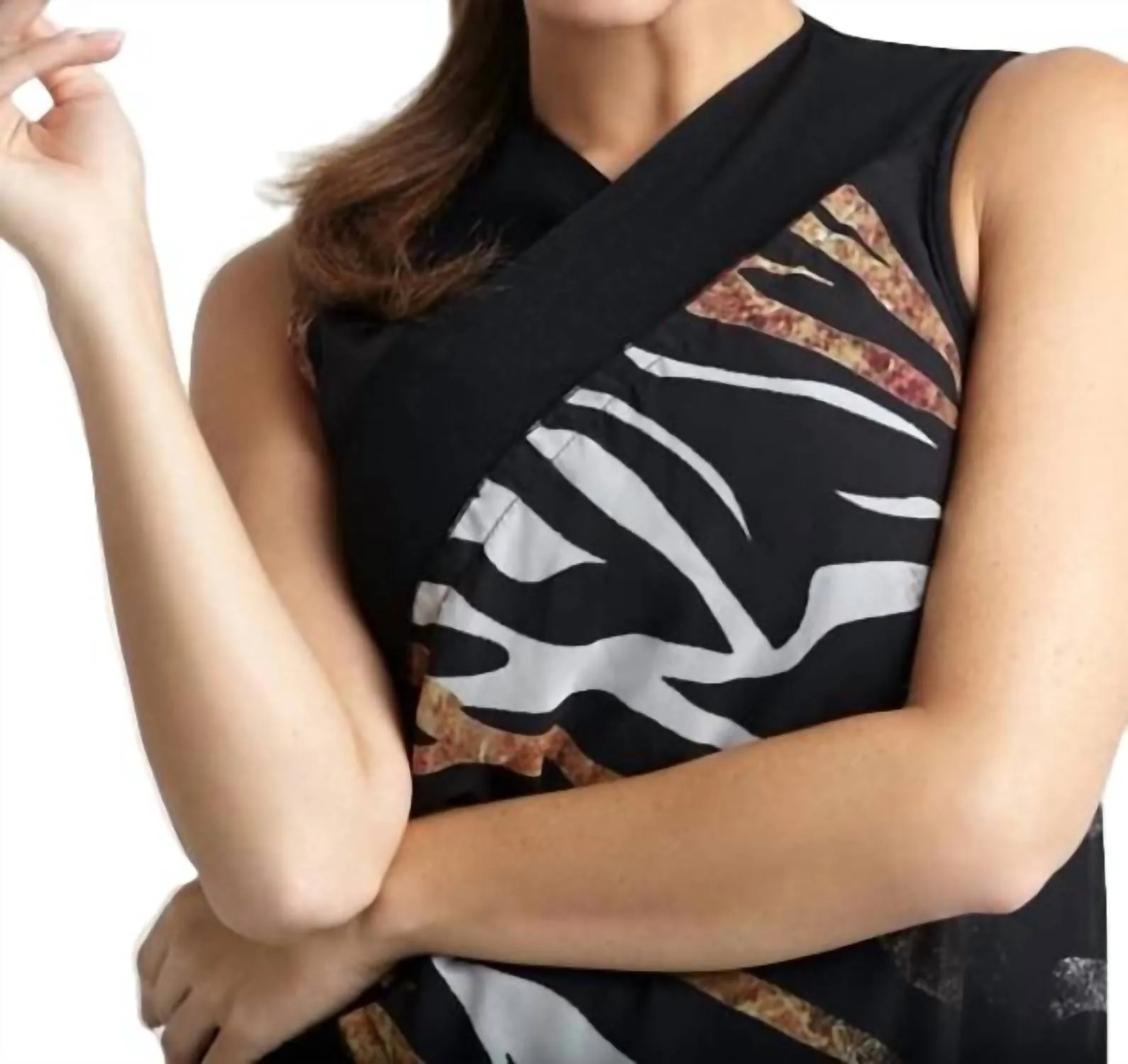 Tiger Stripes Long Vest In Black Multi