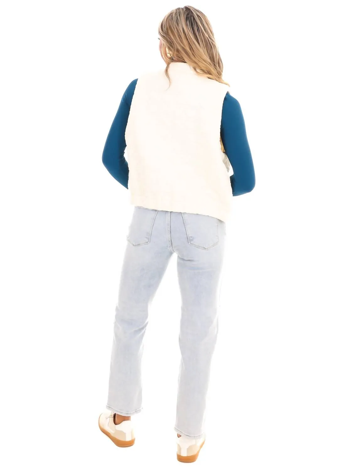 Timeless Beauty Flower Quilted Vest In Ivory