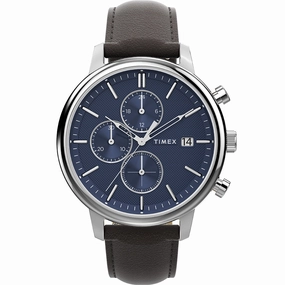 Timex Chicago TW2W76200 Chronograph Affordable Leather Watch Leather Watch Discount