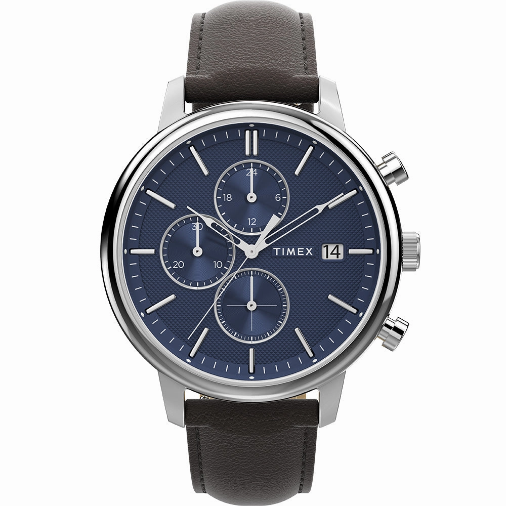 Timex Chicago TW2W76200 Chronograph Affordable Leather Watch Leather Watch Discount
