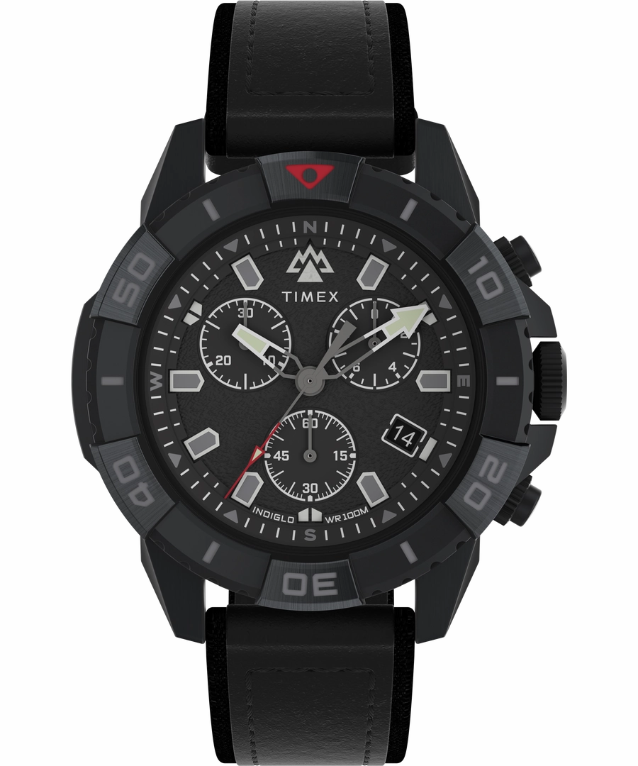 Timex Expedition 42mm Leather Black Dial Watch TW2W16000 