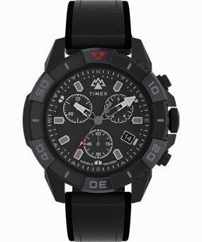 Timex Expedition 42mm Leather Black Dial Watch TW2W16000 