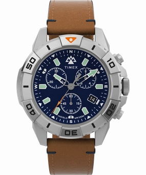 Timex Expedition 42mm Leather Blue Dial Watch TW2W16300 