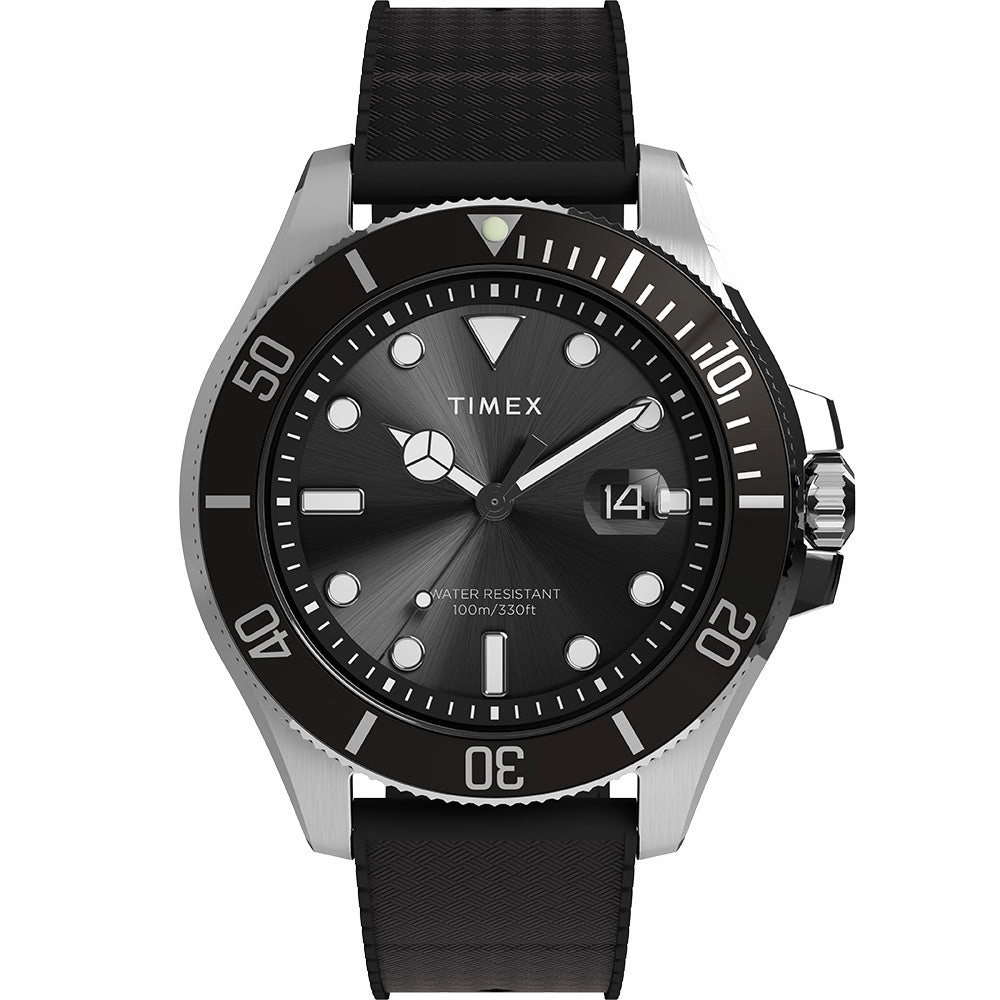 Timex Harborside Black Rubber Band Mens Watch TW2Y09200 