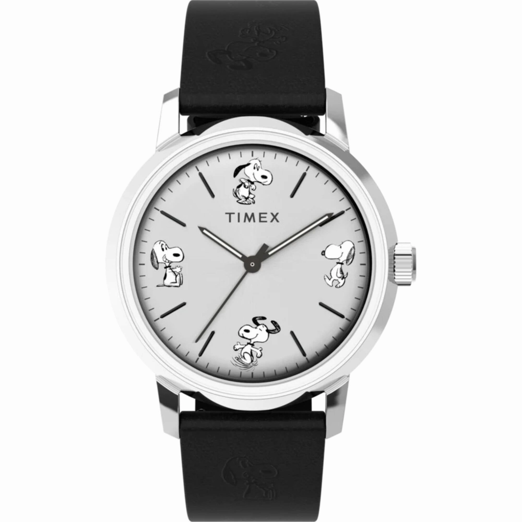 Timex Men's Watch - Marlin Peanuts Sketch Automatic Black Leather Strap | TW2W54000 men's watches best men's watches under $500 affordable men's watches men watches classic