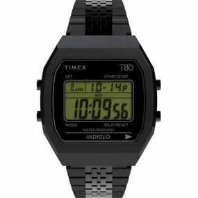 Timex Men's Watch - T80 Grey Digital Dial Black Stainless Steel Bracelet | TW2W91600 men's watches best men's watches under $500 affordable men's watches men watches classic